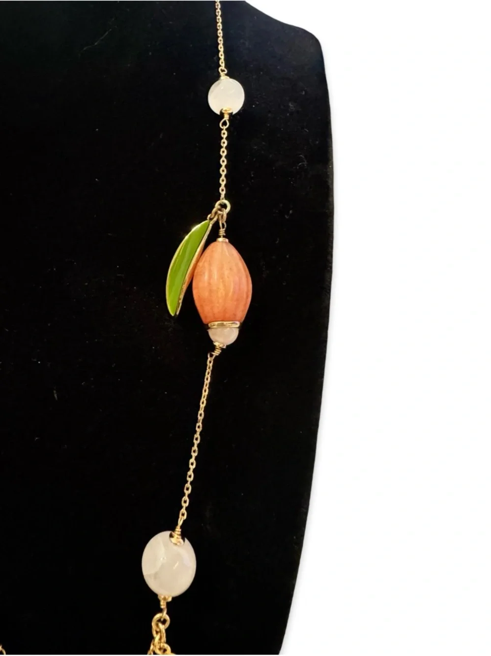 Kate Spade Gold Plated Peach and Yellow Long Pendant Necklace NWT